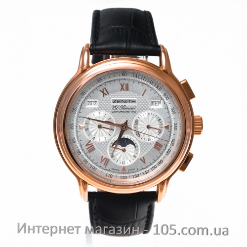 Механические часы Zenith El Primero gold-white скидка 20%