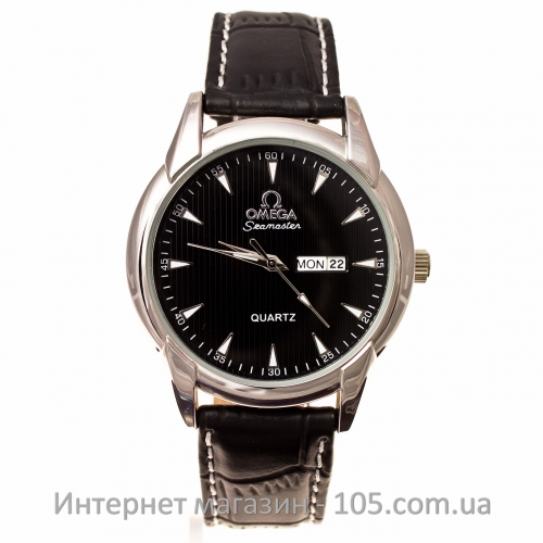 Кварцевые часы Omega silver black