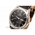 Кварцевые часы Omega silver black