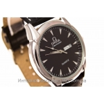 Кварцевые часы Omega silver black